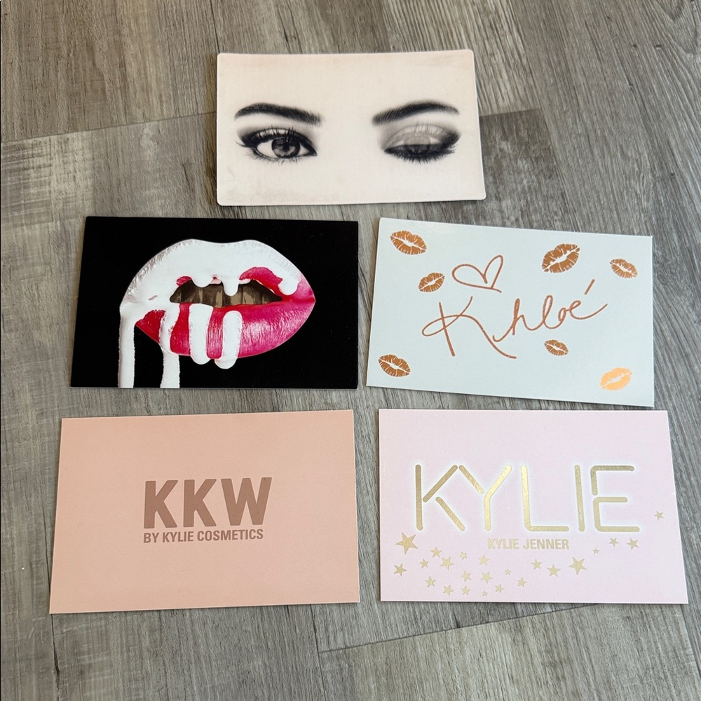 Set of five kylie cosmetics cards